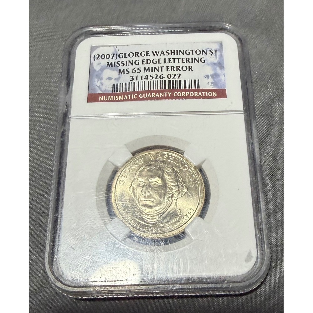 2007 George Washington $1 Missing Edge Lettering NGC MS 65 Mint Error Coin S019